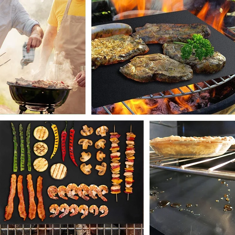 Черный/медный коврик для гриля и барбекю набор из 5 многоразовых антипригарных ковриков 13x15 75 дюймов с 2