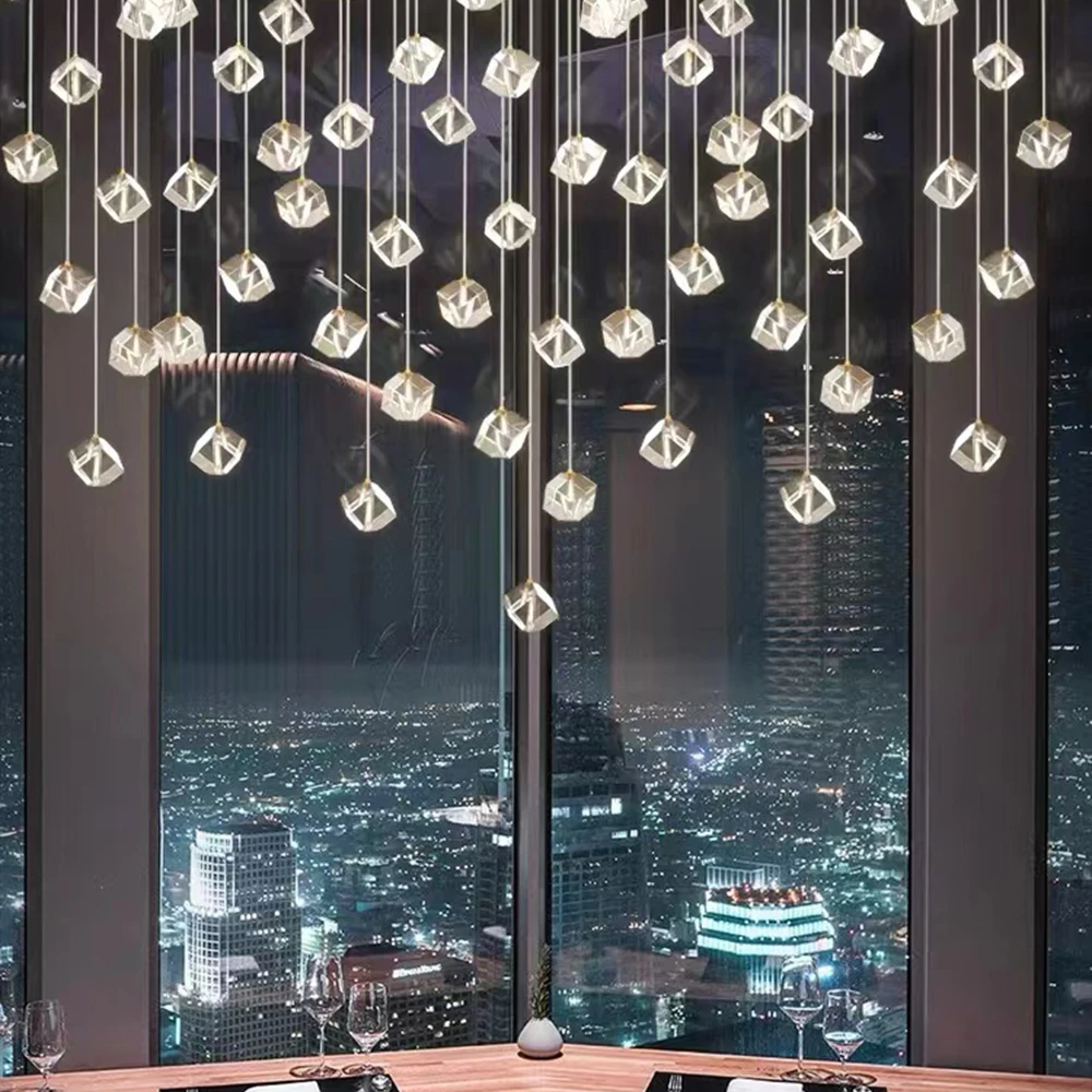 Staircase Long Chandelier Modern Simple Creative Nordic Crystal Chandelier