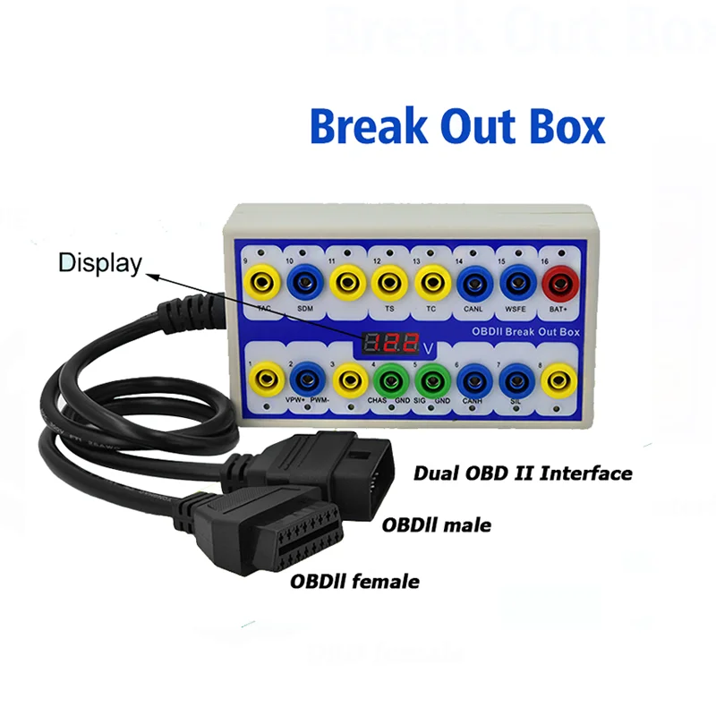 OBD2 Breakout Box Diagnosis Scan Tool for Monitoring Signals of  Protocol/Power/Grounds,Automotive OBDII Protocol Monitor. Breakout Box for  OBDII