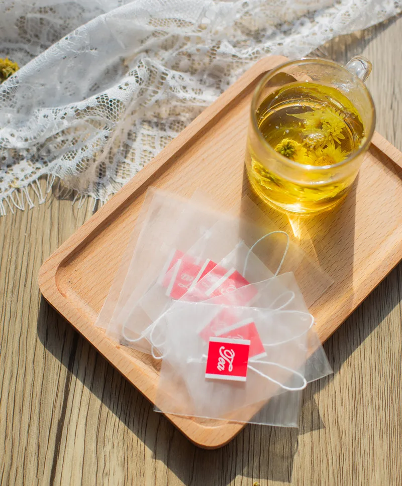 Popular  PLA Corn Fiber Empty  Biodegradable Pyramid Tea Bag With String and Tag