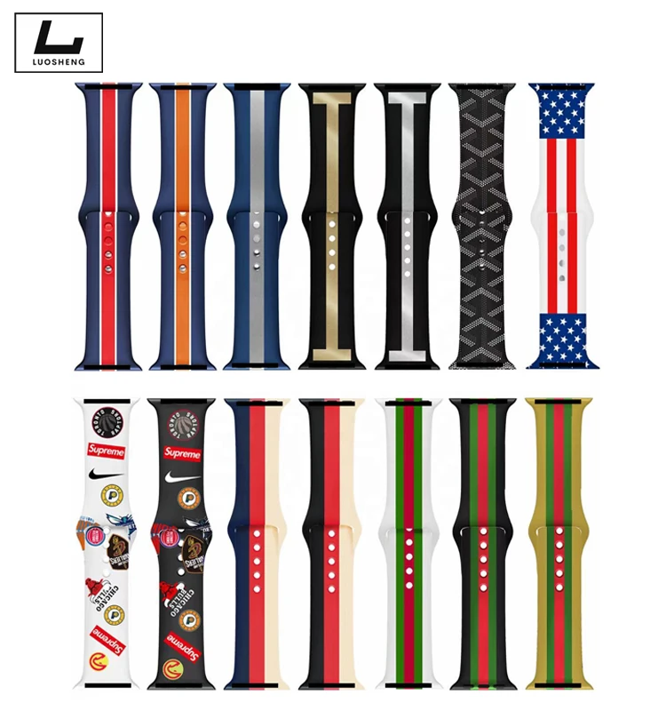 Modello Stampato Hip Fascia Del Silicone Di Stile Per Apple Della Vigilanza  Di Fascino Di Modo Supre Cinturino In Acciaio Inox Fibbia - Buy Cinturino  Apple Watch,Cinturino Apple Watch Con Motivo Stampato,Cinturino