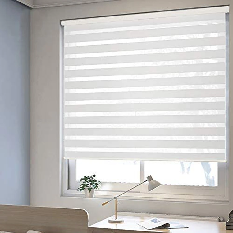 Waterproof Indoor fabric blackout blinds shades Cordless turkey zebra blinds for window