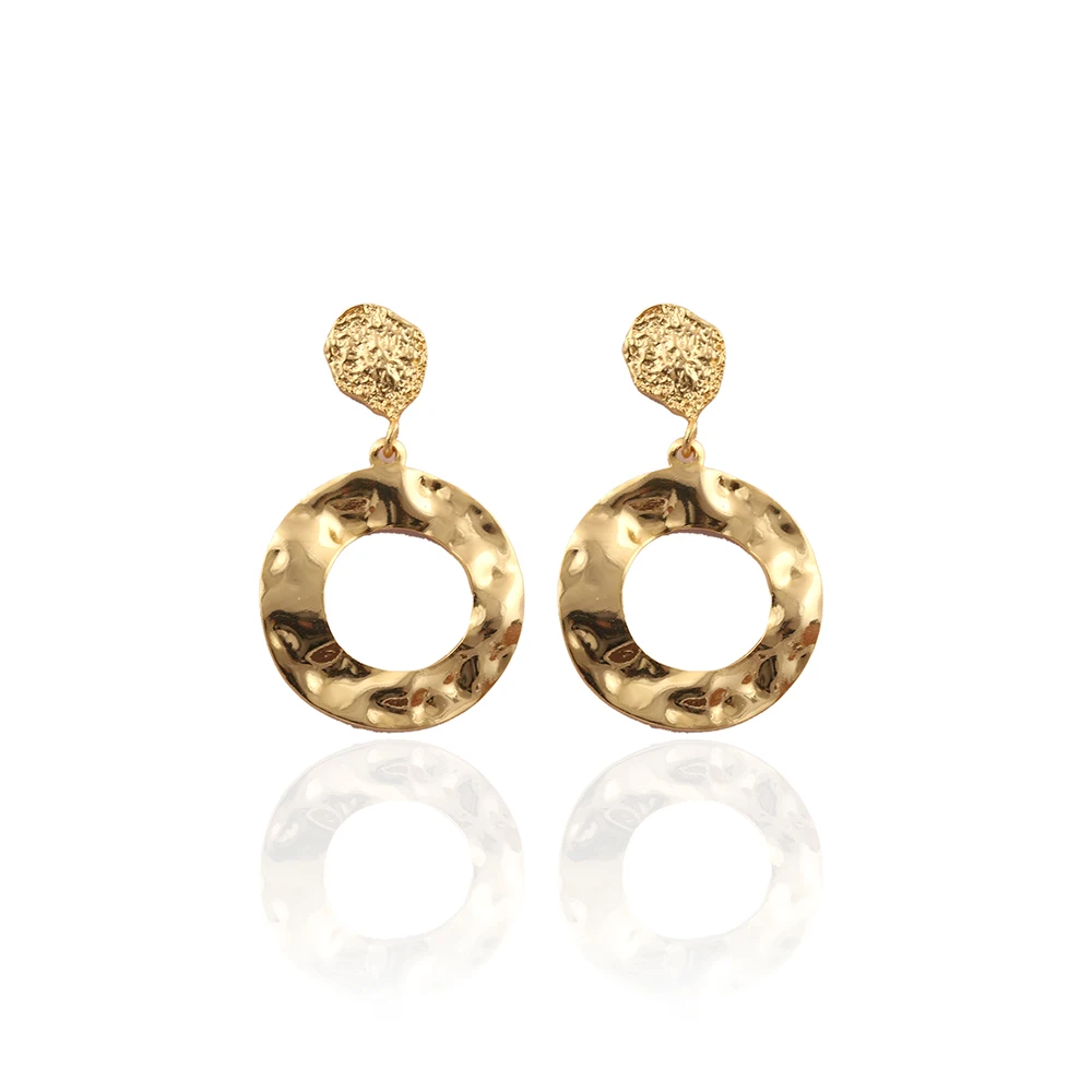 Mode Joyas,Subtle Gold Plated Designer Brass Metal Stud Earring Jewelry ...