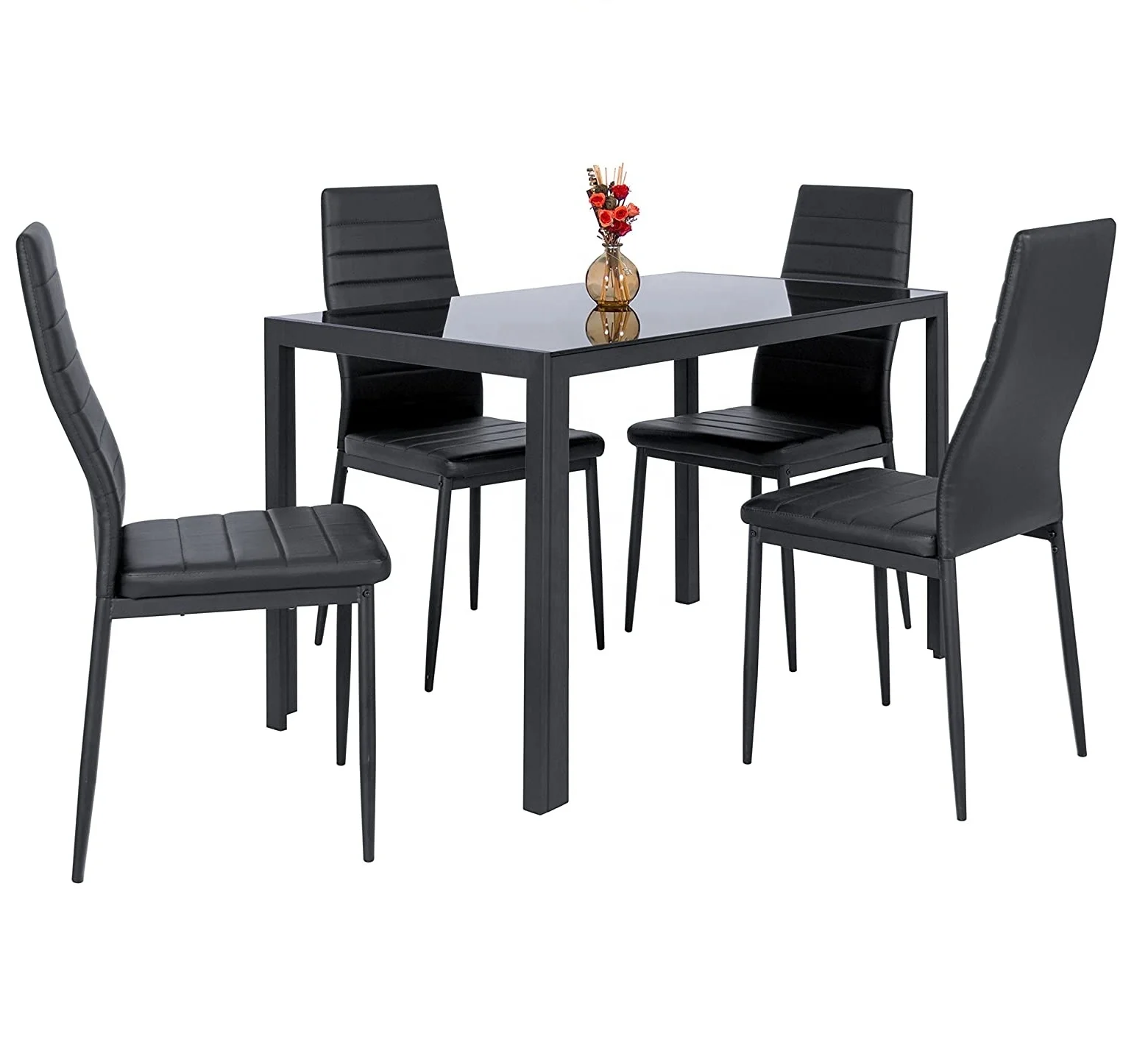 tall glass dining table set