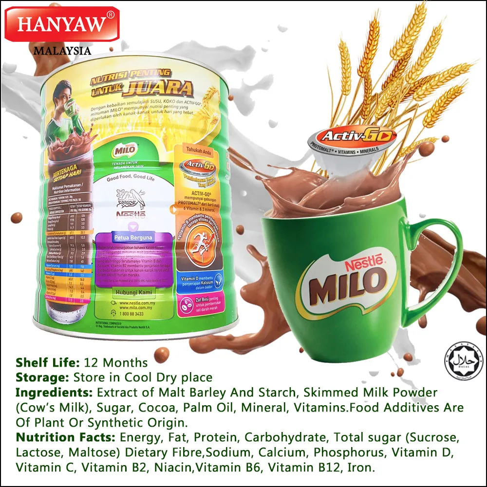 [malaysia] Fast Shipping + Halal Certified Milo Nutritious Chocolate Malt Drink (850g X 12 / Ctn