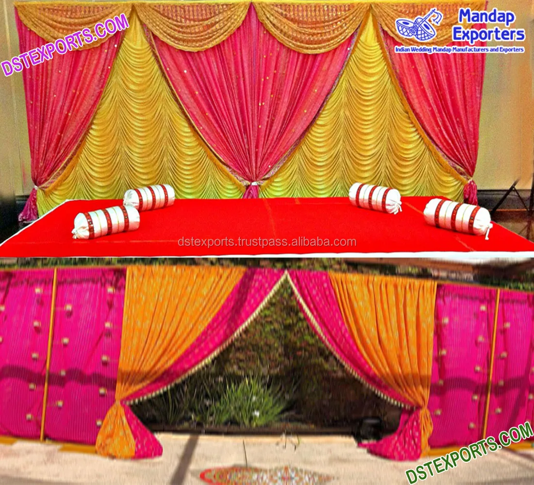 Source Indian Wedding Silk Hand Embroidered Backdrop Curtain ...