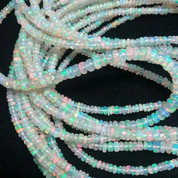 Natural Ethiopian Opal Stone Smooth Rondelle Beads Strand