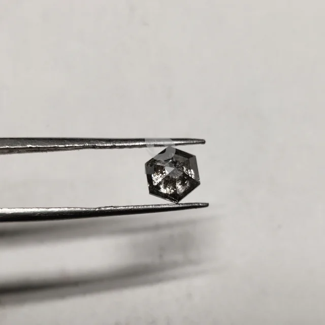 Rustic Diamond Hexagon Shape 0.24 Carat Real Natural Salt and Pepper Diamond for Wholesale