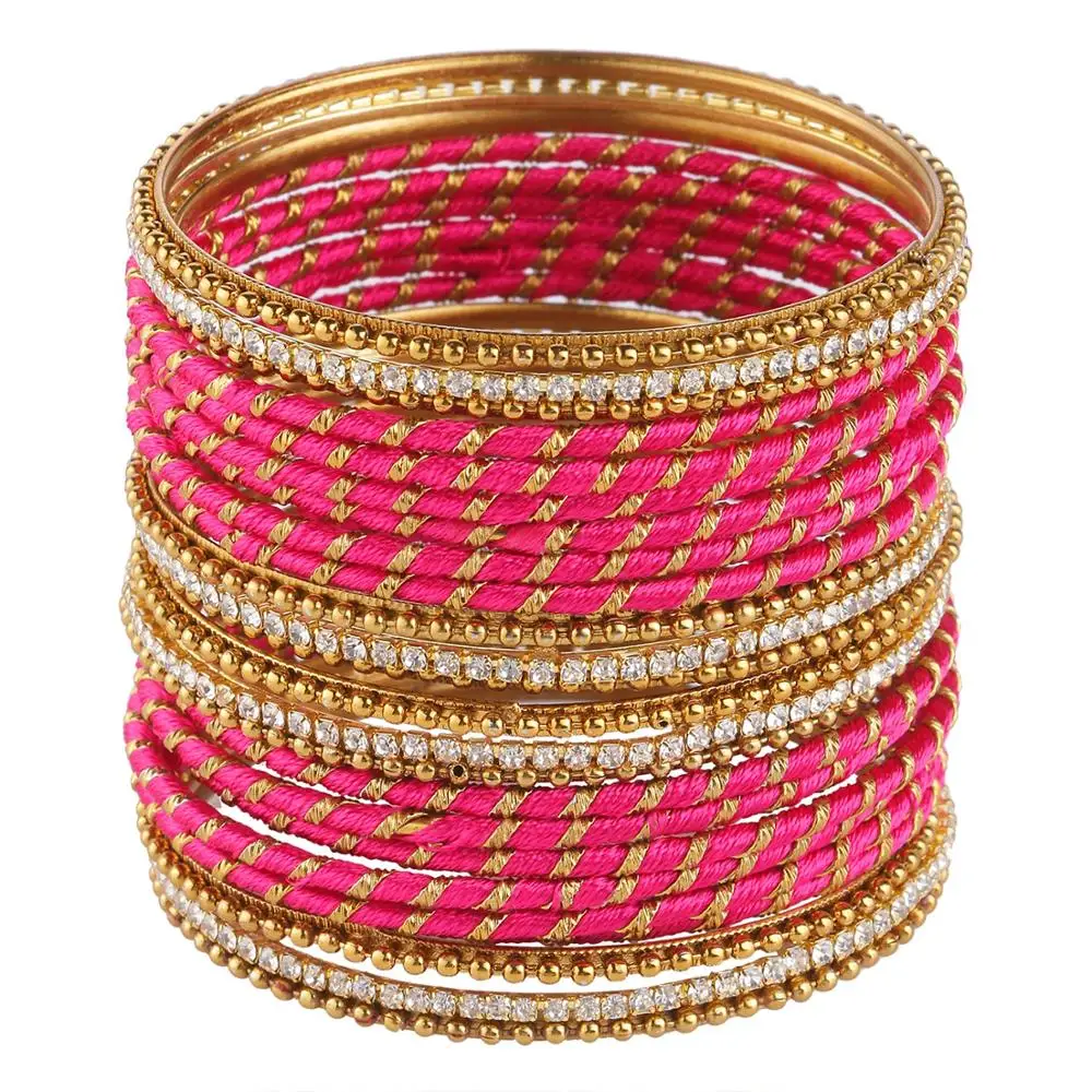 Ratna Designer Indian Bollywood Lac Bangles Bracelets Wedding Latken Bangle Set Pair Jewelry Churi Set 