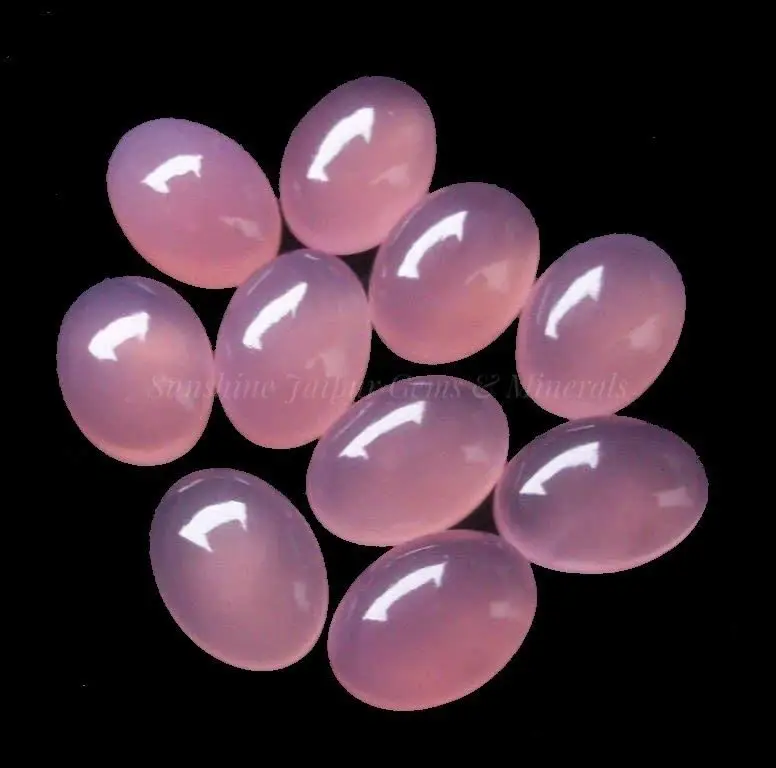 AAA top Quality 10 Pieces Natural Pink Chalcedony 20x20 mm Trillion cabochons Loose Gemstone Calibrated