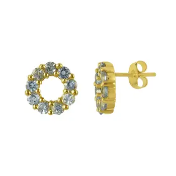 beautiful custom fashion yellow gold plating topaz 925 sterling silver gemstone women stud earring