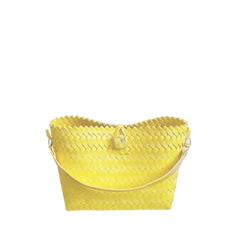 High Quality New Fashion Woven Yellow Messenger Bag Minimalist Bright Color Bag Large Private Label