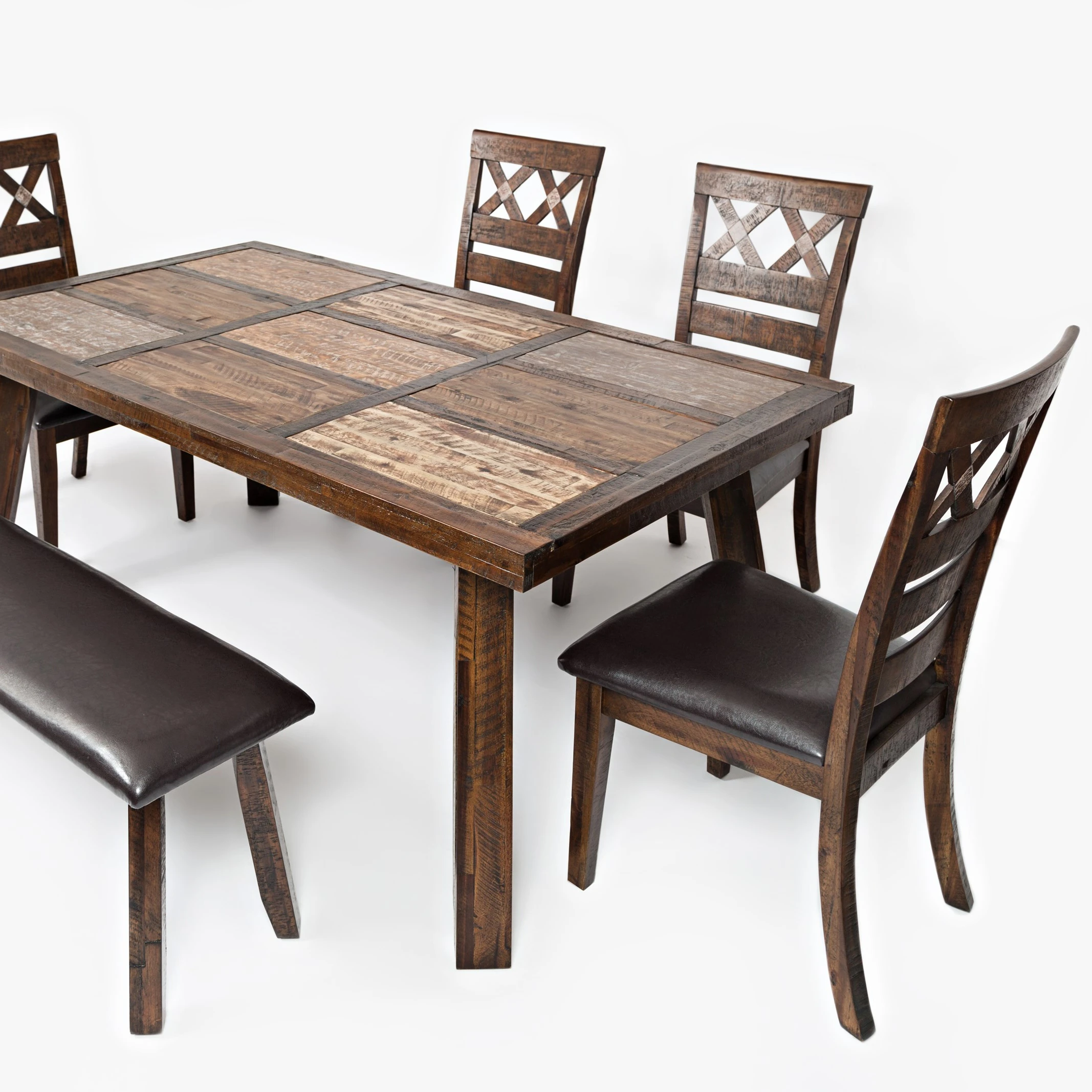 Industri Pabrik Empat Kursi Satu Bangku 6 Buah Meja Makan Kayu Solid Set Modern Buy Natural Polished Four Chairs One Bench Wooden Dining Table