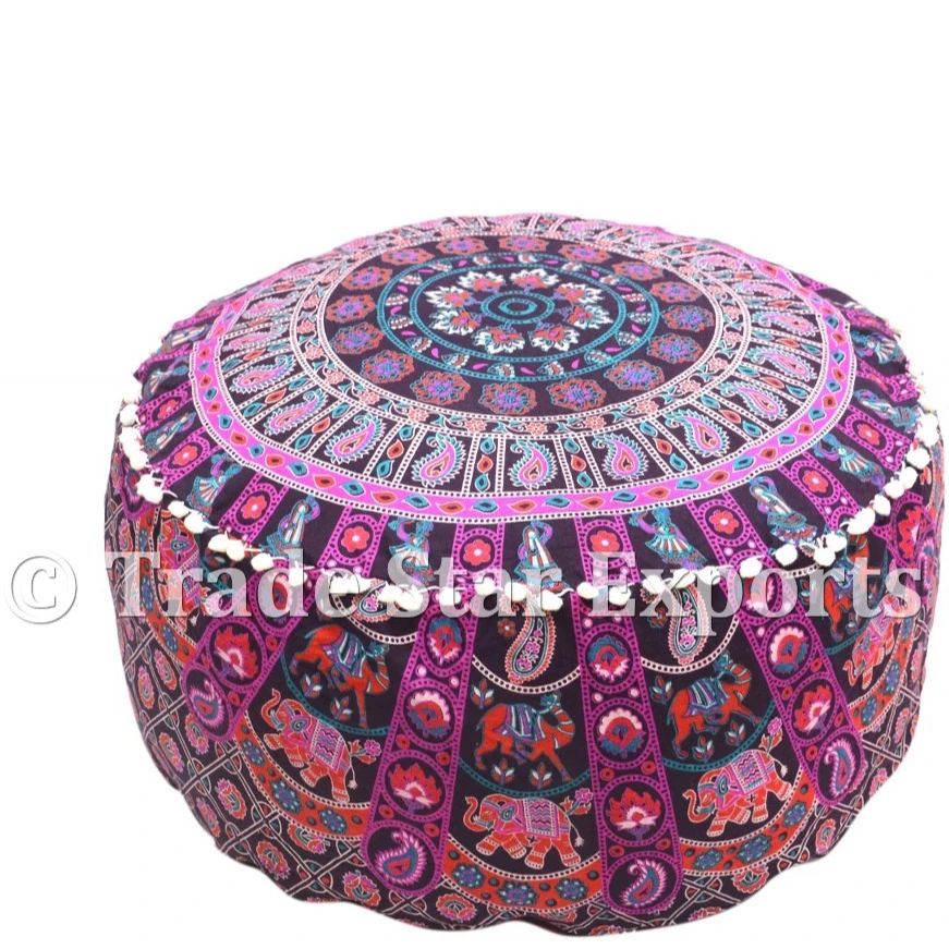 Hecho a mano Mandala Indio Algodón otomano Puf Cubierta Decorativa