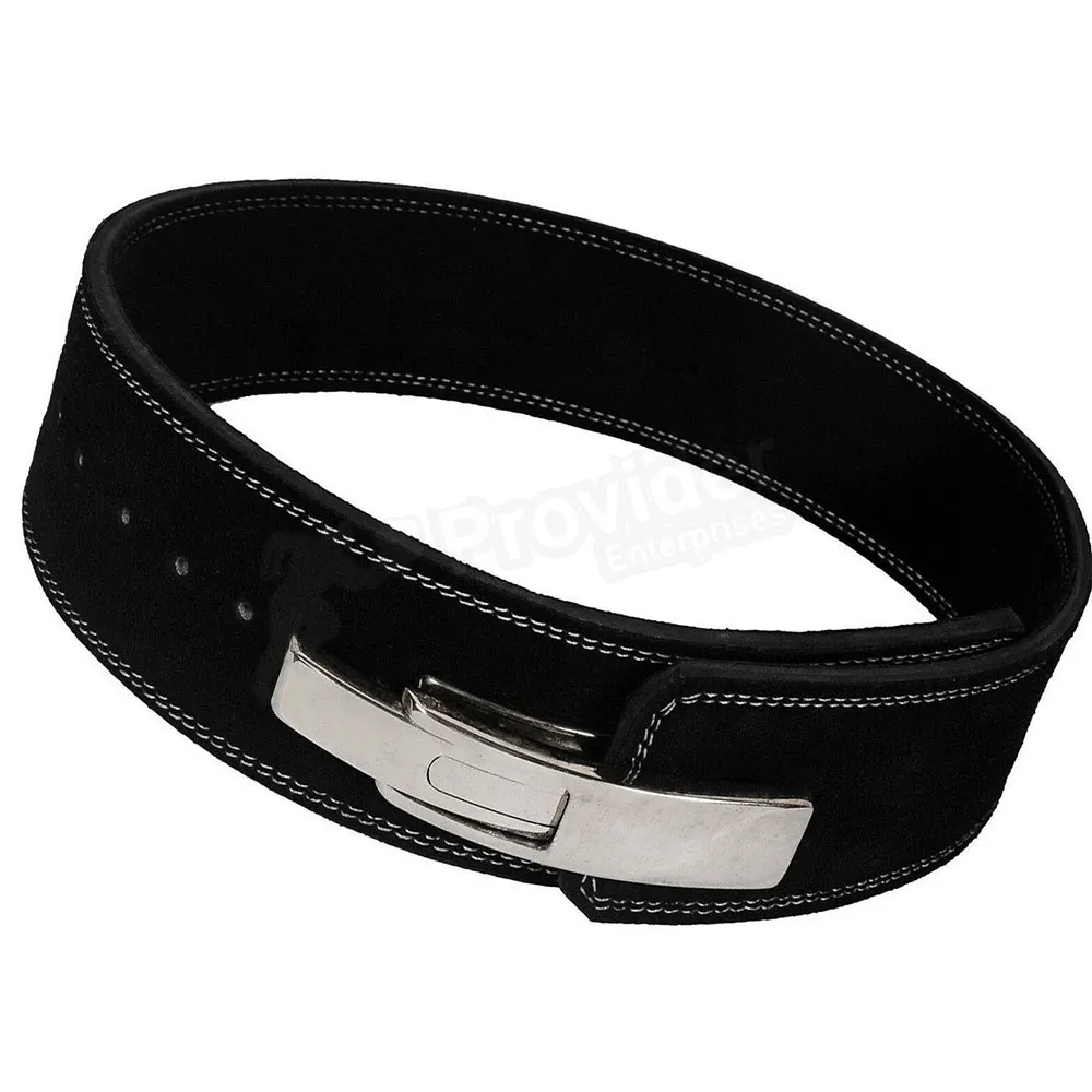 10mm Lever Buckle Black Genuine Leather Power Weight Lifting Belt For ...