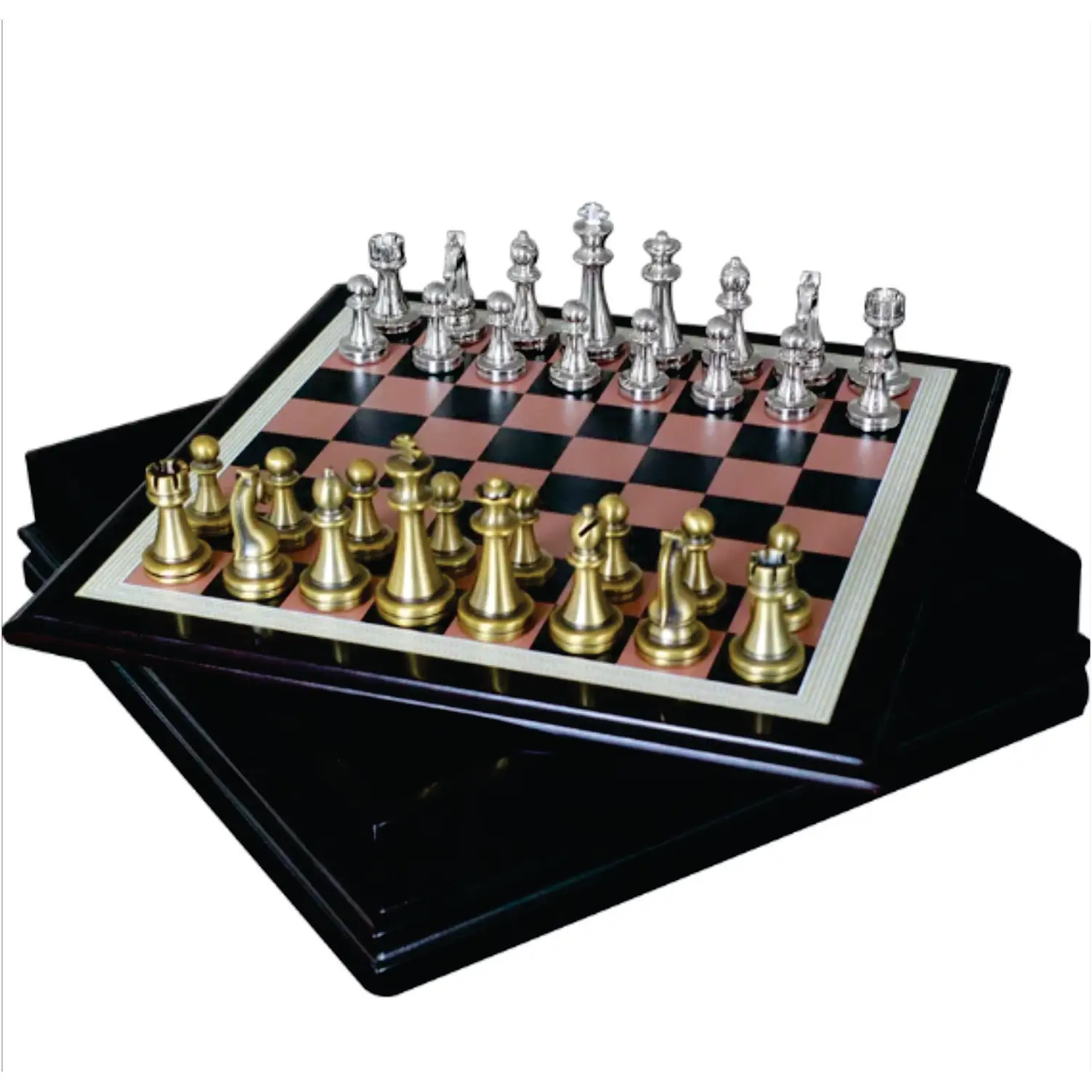 Luxury Metal Chess Board With High Quality Chess Pieces Antique Chess