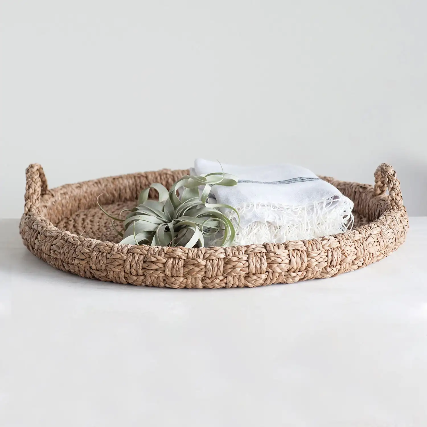 Unique Handmade Braided Seagrass Basket Tray/ Seagrass Basket