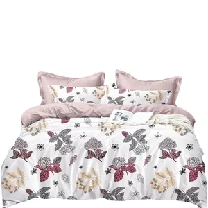 KOSMOS Bedding Linen Customized Size Floral Printed 90 Gsm Microfiber Bed Sheet Set