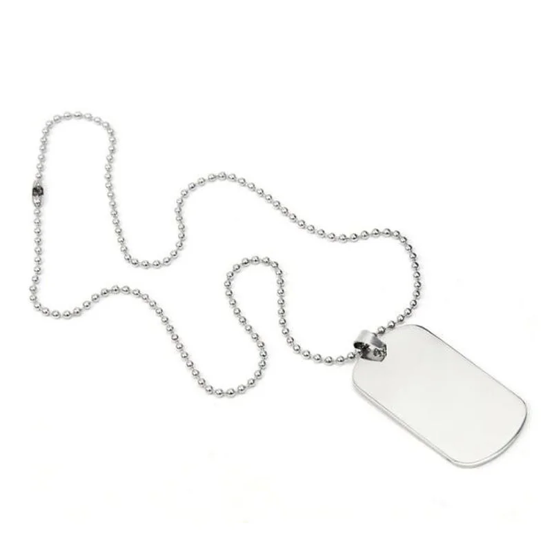 custom made silver plated cheap blank dog tag neck chain
