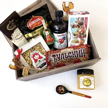 Russian Traditional Wooden Box No.1 Sweets and Honey Gift Set Souvenir Box Item Business Souvenir Promotional Gift