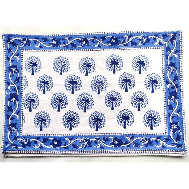 Cotton Indian Style Theme Dining Table Mats and Napkins Set of 6 Place-mats Trending Kitchen Towel Dinning Table Cover Runner