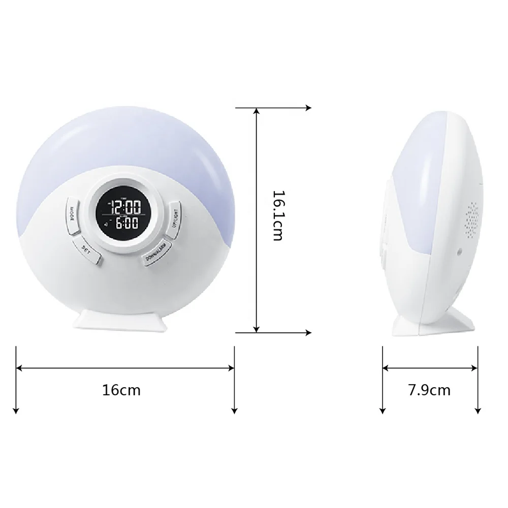 2022 CE ROHS Wake up Light Sunrise Alarm Clock Creative Round Digital LED Table Clock
