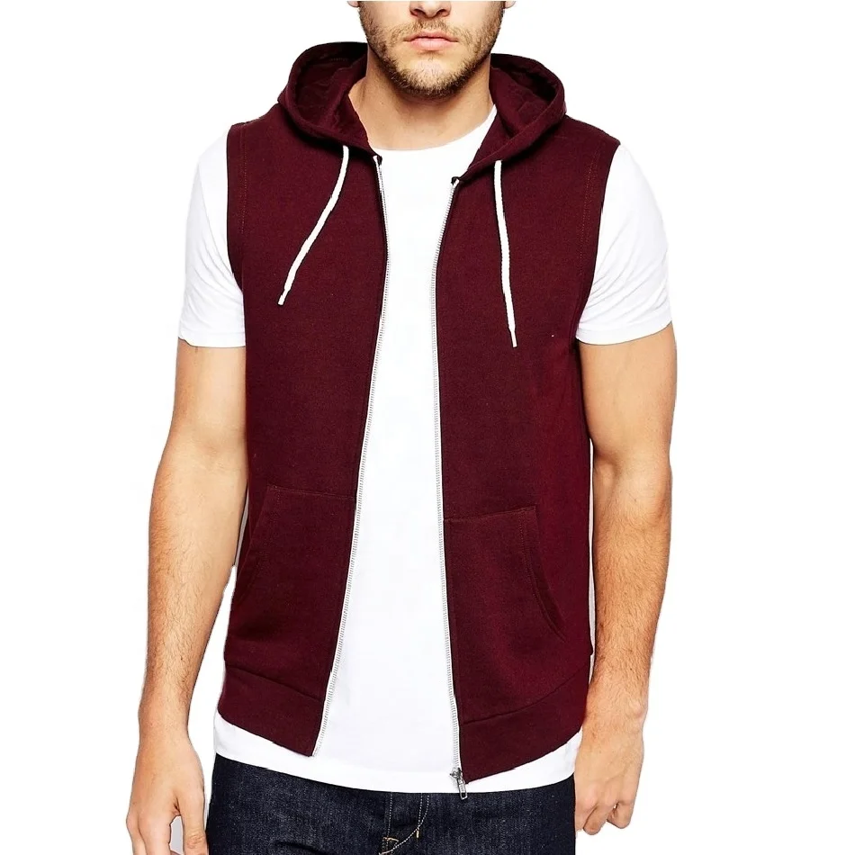 mens sleeveless hoodie zip up