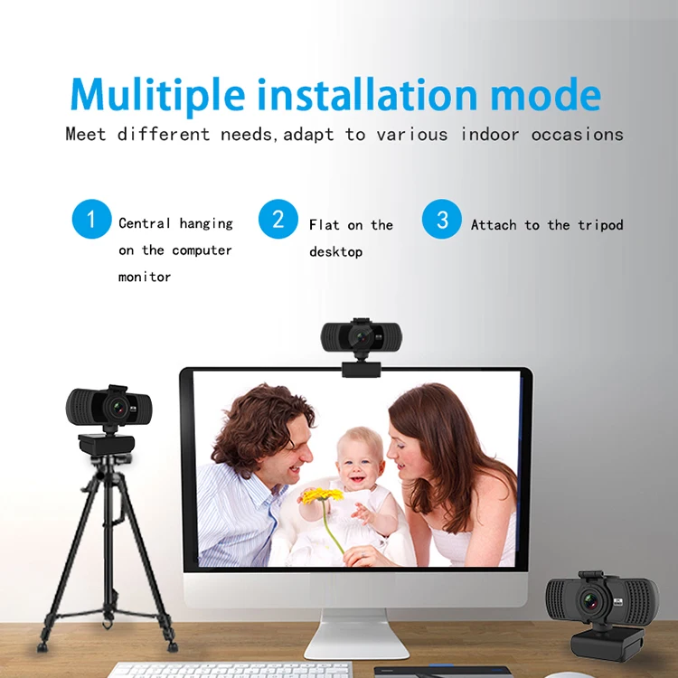 USB Interface Full HD 2K with Stereo Microphone CMOS Image Sensor Clear Cutout PC Boy Webcam