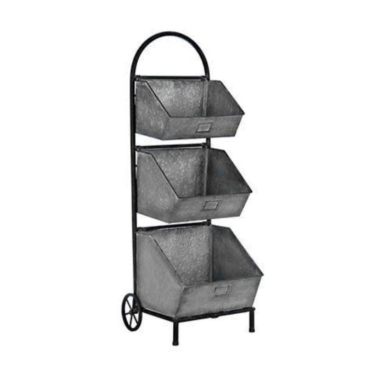 
 Galvanized 3 Tier Floor Magazine Holders  