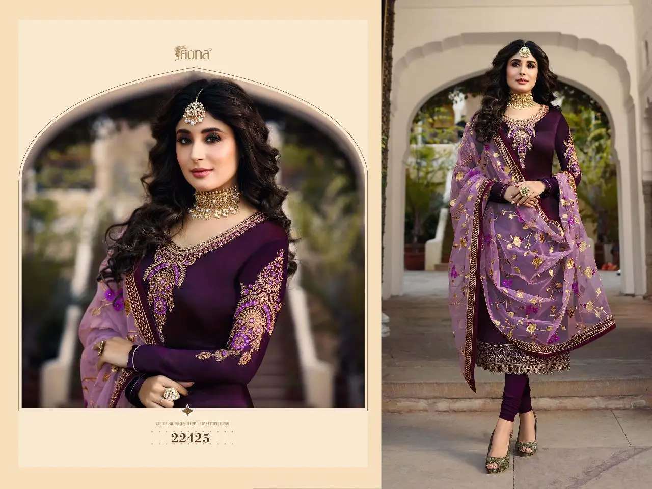 Hit Design Satin Georgette & Embroidery Work Ston Kurti and Full Sleeve  Ston Work with Santton Bottom  Net Duppta