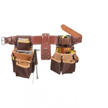 Genuine vegetable Leather Heavy duty 18 pocket tool belt with leather strap tool bag 2021