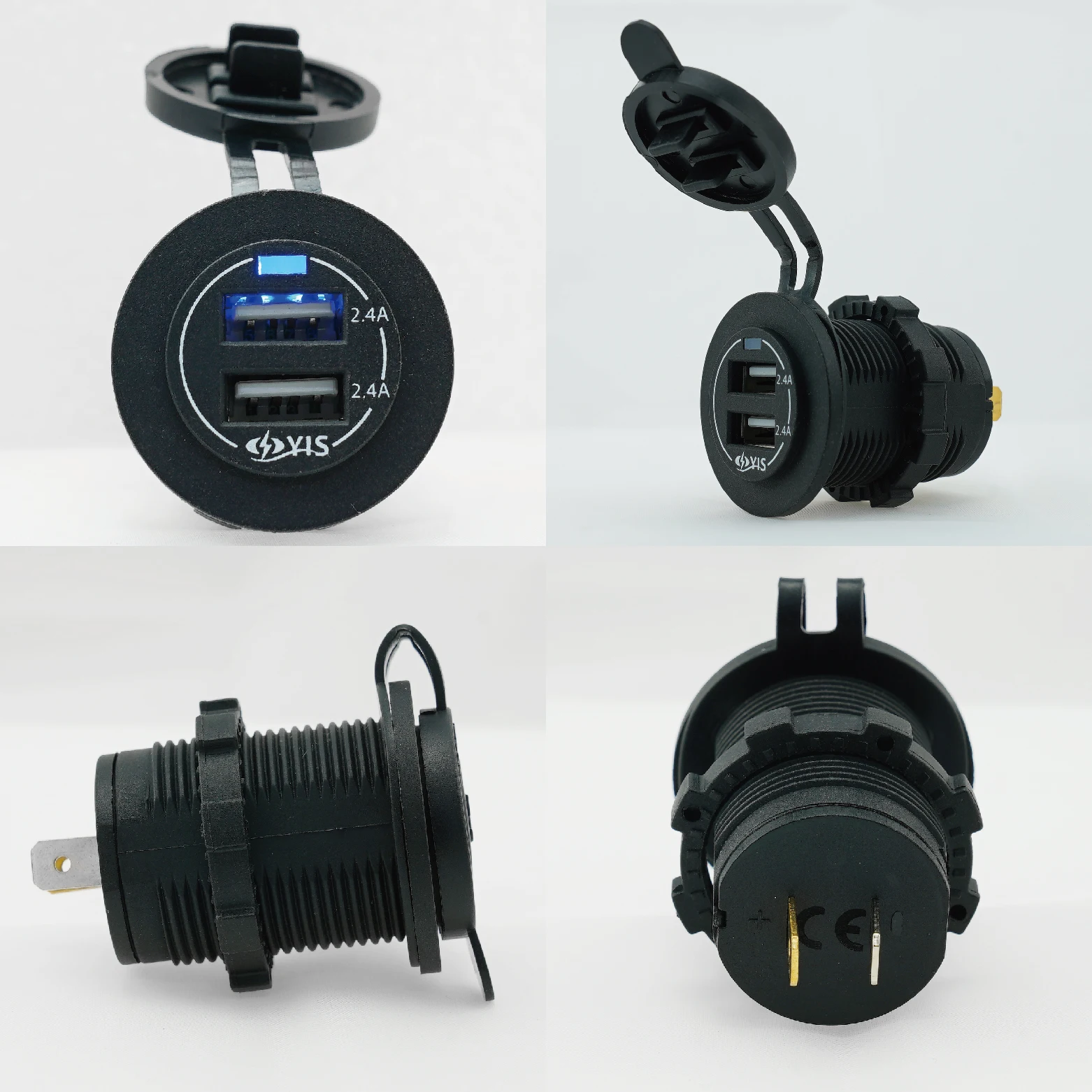 Refit Dual Port DC 12V 24V Usb Car Charger with Led Light