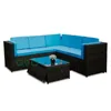 Black rattan with blue cushion