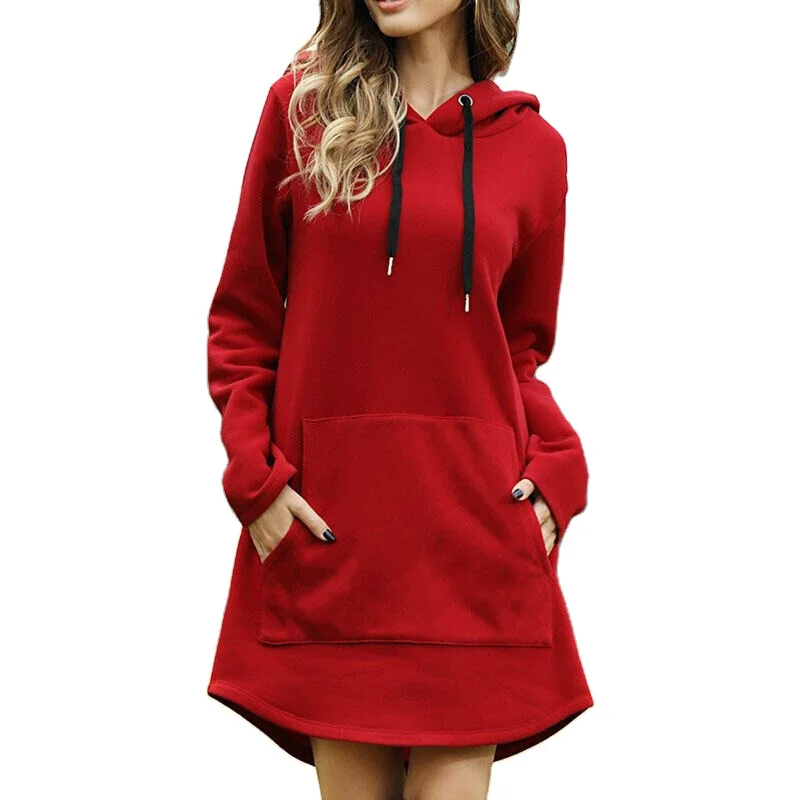 Pullover Autumn Plush Oversized Hoodie Dress Sweatshirt Women Top Loose