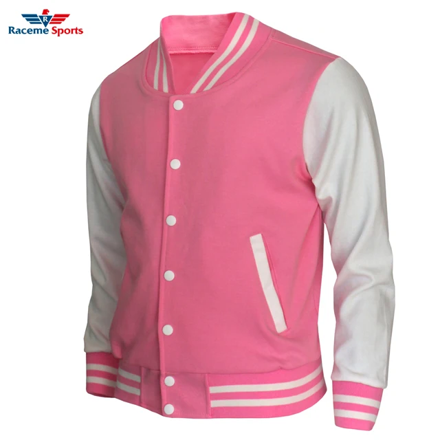 New Baseball Letterman College Varsity Bomber Sports Wear Jacket Hot Pink Satin 