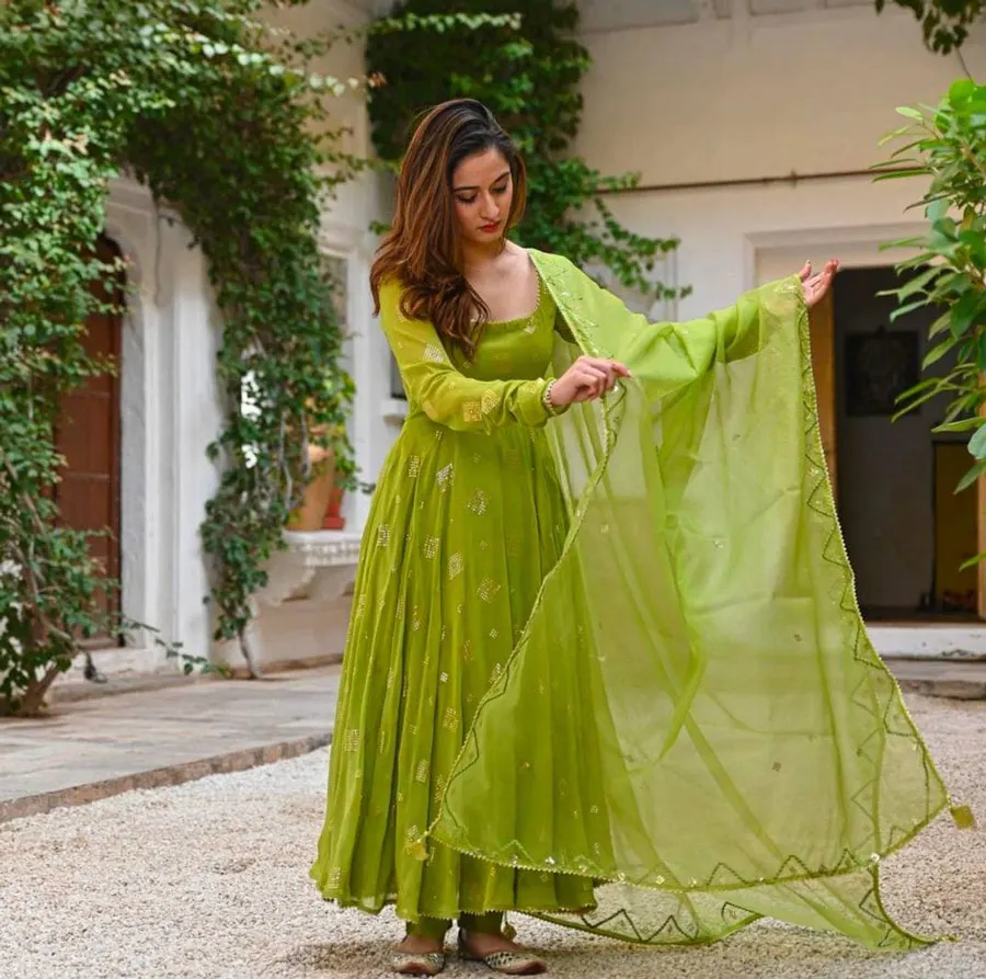 Girls Designer Salwar Kameez Indian Party Dress Light Green USA FAST SHIPPING 