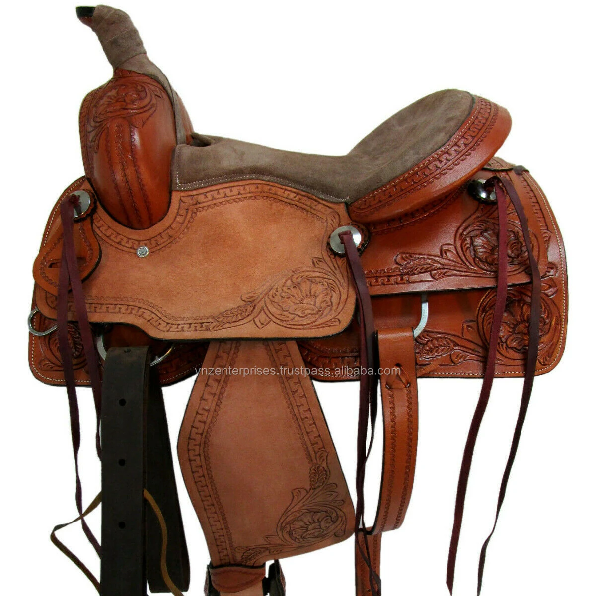 Western Saddle Horse Leather Tack Set Bridle Breast Collar Reins Brown or Black 