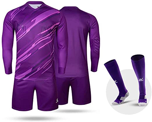 Youth Men's Sport Soccer Football Goalkeeper Padded Goalie Long Sleeve  Jersey Top