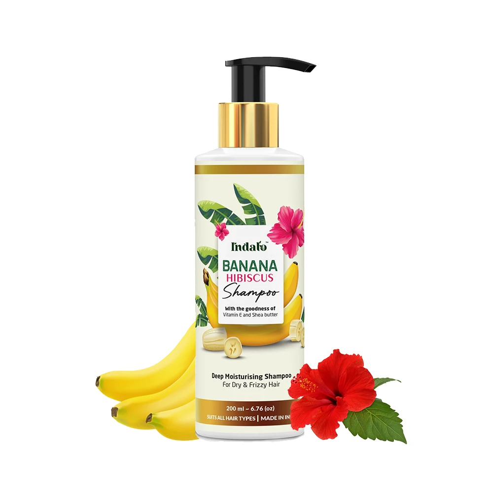 Indalo Vegan Banana Hibiscus Shampoo for Frizzy and Dry Hair Anti