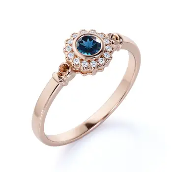 925 Sterling Silver Beautiful Natural London Blue Topaz Antique Engagement Ring From Manufacturer at Wholesale Price From India