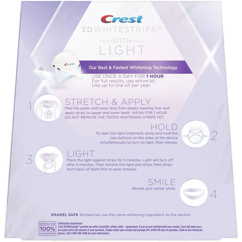 CREST 3D белые полоски с синей светодиодной подсветкой для ухода за полостью рта гигиена зубов набор