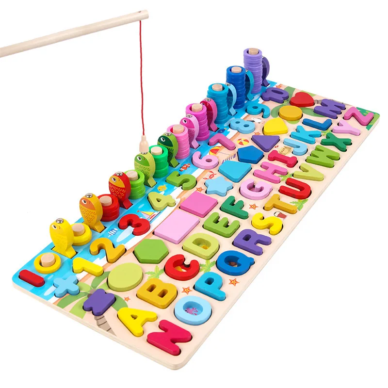 Wood Toys For Child Educational 6 In 1 Fishing Count Numbers Matching Digital Alphabet Letter Board Game Puzzle Toys For Child Buy Wood Magnetic Educational Toy Wood Train Letters Toys For Child Product