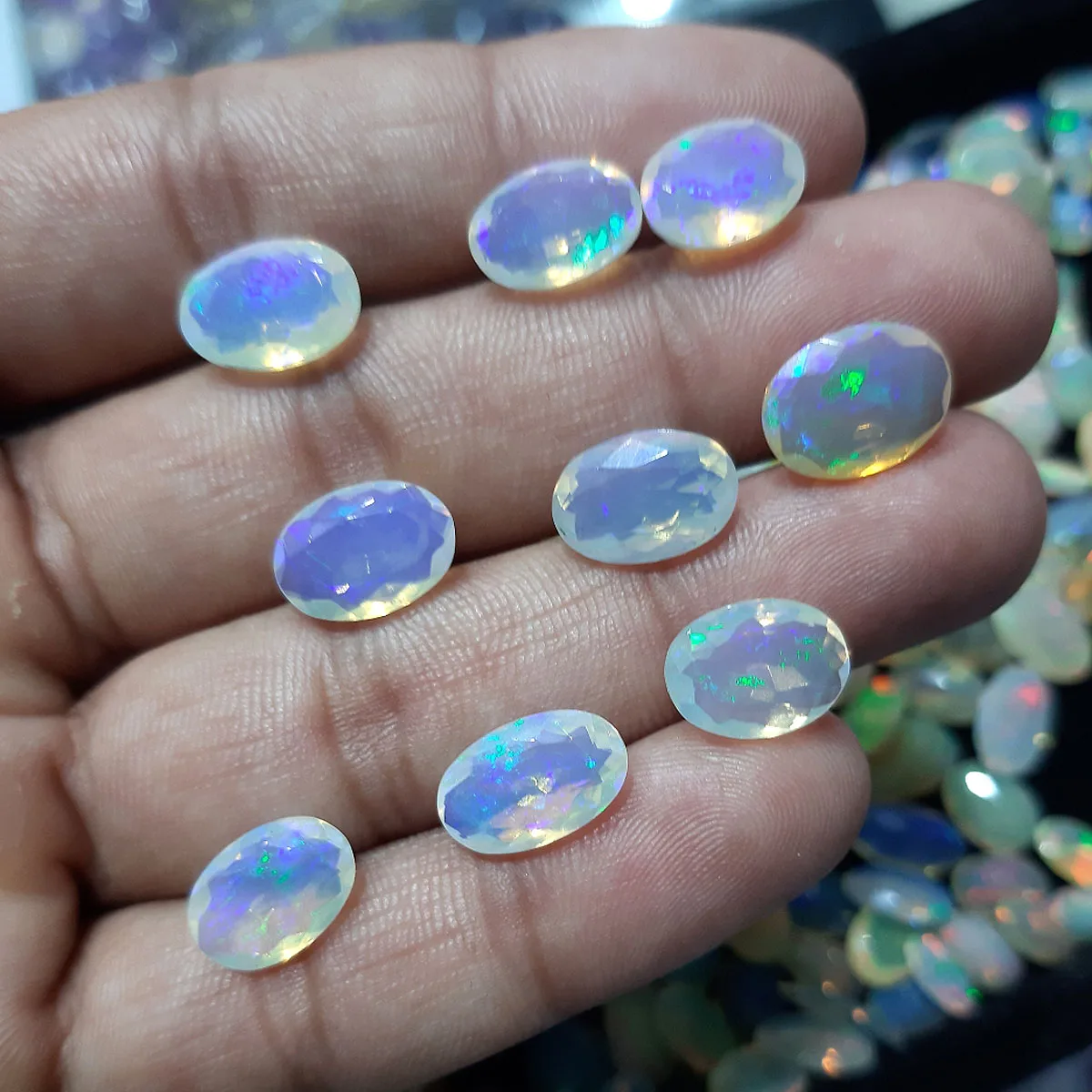 5x7mm Green Ethiopian Opal Round Cabochon buy Loose Gemstone, Ethiopian Opal Lots