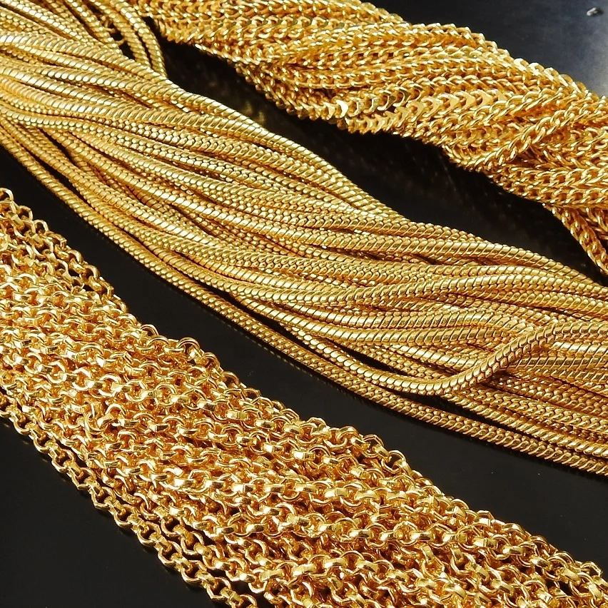 14k Gold Plated Brass Thick Chain For Jewelry Making Custom Length