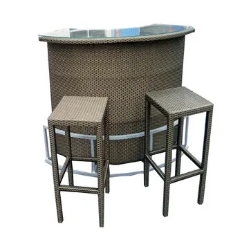 grey rattan garden bar