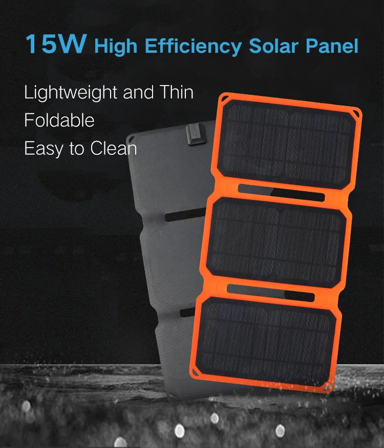 IP67 15 Вт 5 В складная солнечная панель портативное зарядное устройство 19.8% эффективность Солнечная панель для мобильного телефона