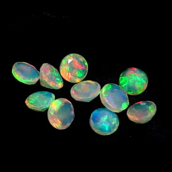 3mm Natural Ethiopian Opal Faceted Cut Gemstone Round Shape Multi Welo Fire Opal Jewelry Making Natural Ethiopian Opal Gemstone