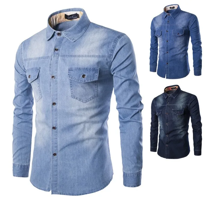 Design 2021 Men Denim Shirt Fashion 