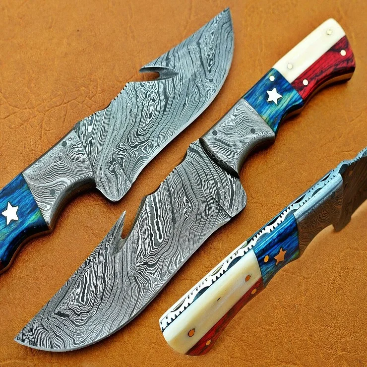 Custom Hand Made Damascus Steel Skinning Hunting Gut Hook Knife Buy Damascus Steel Hunting Knife Bowie Knife Wholesale Knives Camping Knife Survival Knife Knife Outdoor