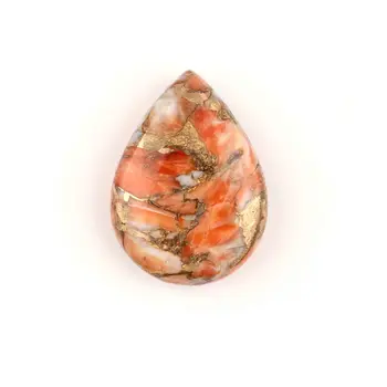 Handmade Polish Natural 16x22mm Pear Briolette Cut Sponge Coral Copper Semi Precious Loose Gemstone For Ring Earrings Making